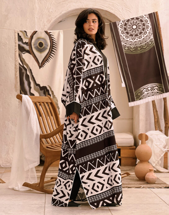 3ARIQA "Black and white Pattern" Kaftan - Image 2