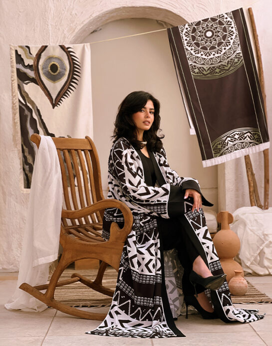 3ariqa "Black and white pattern" Kaftan