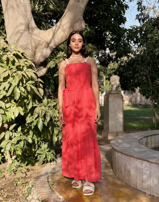 Linen Orange Long Dress