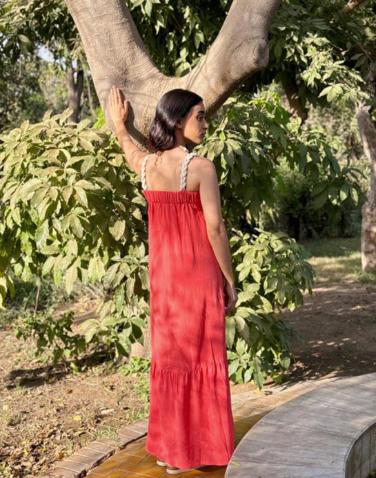 Linen Orange Long Dress