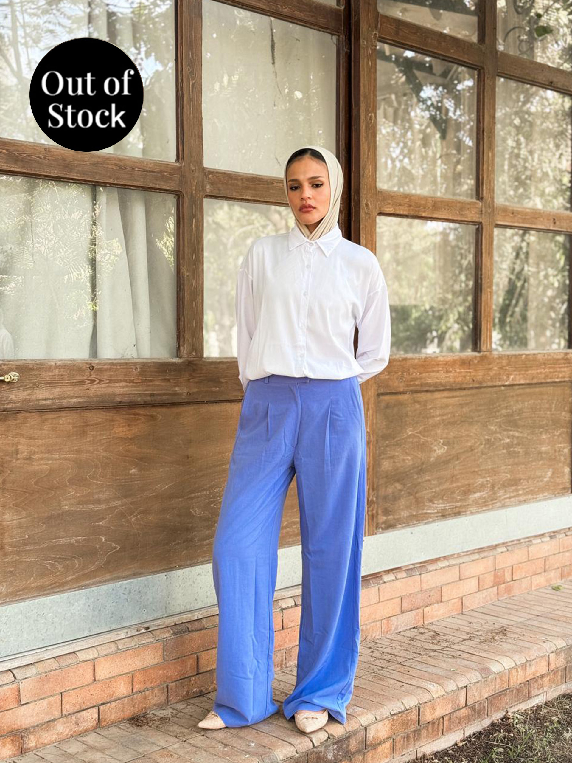 Blue linen pants