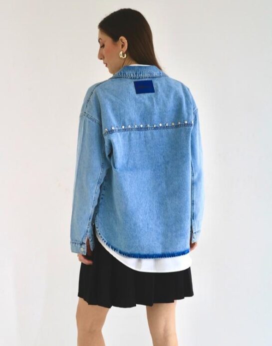 Massari Studded Denim Shirt Jacket