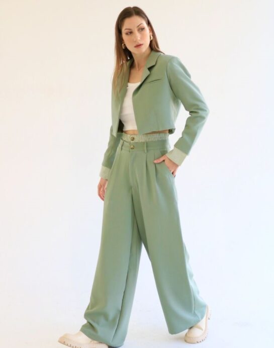 Trousers with contrast Matcha waist