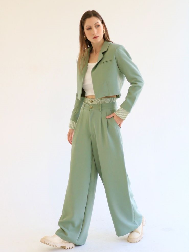 Trousers with contrast Matcha waist