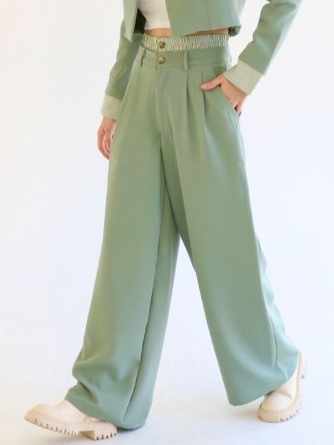 Trousers with contrast Matcha waist