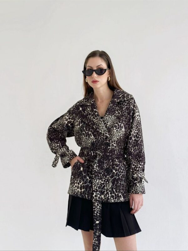 Leopard double breasted blazer