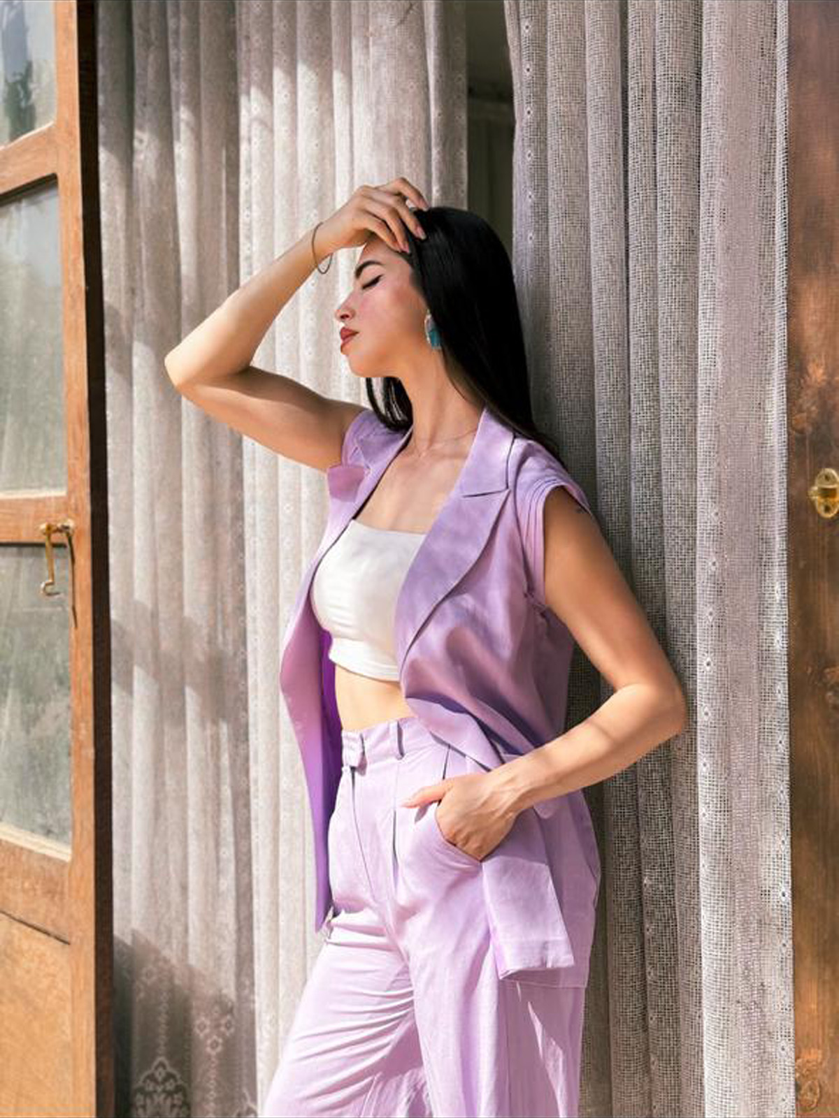 Lilac purple linen set - Image 2