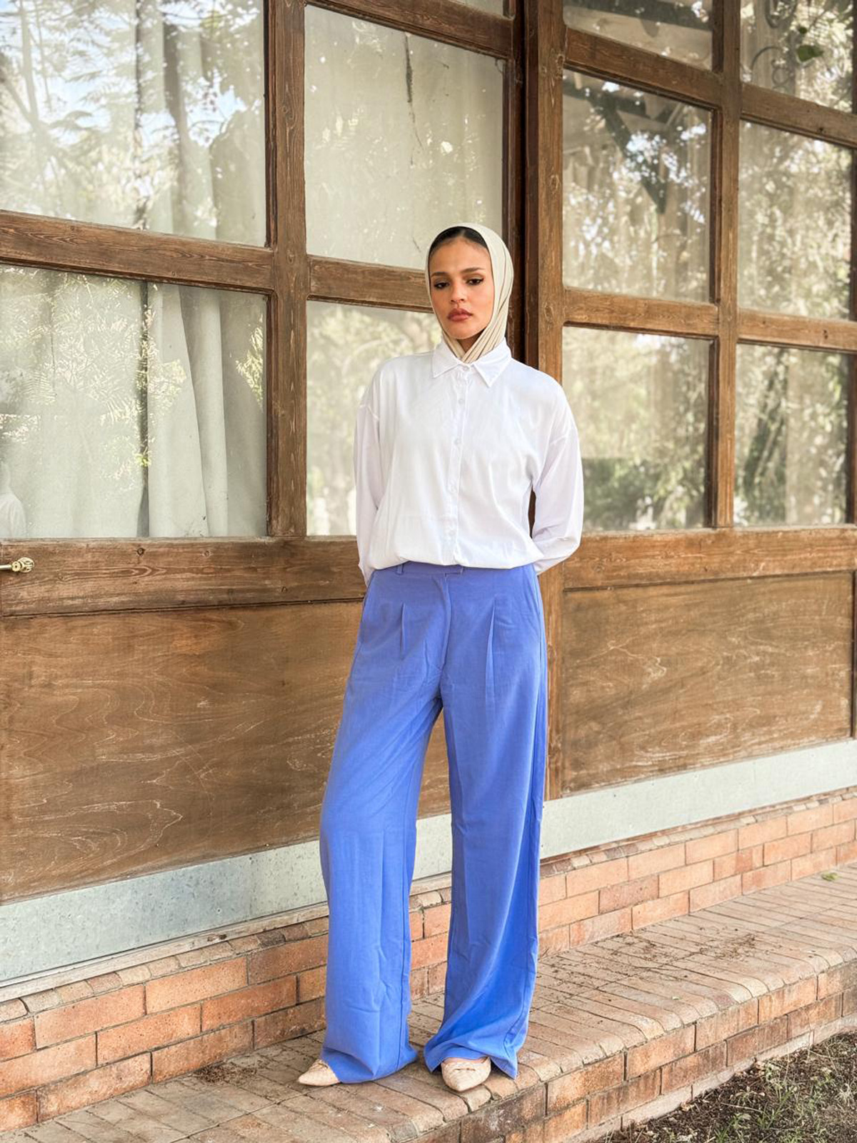 Blue linen pants