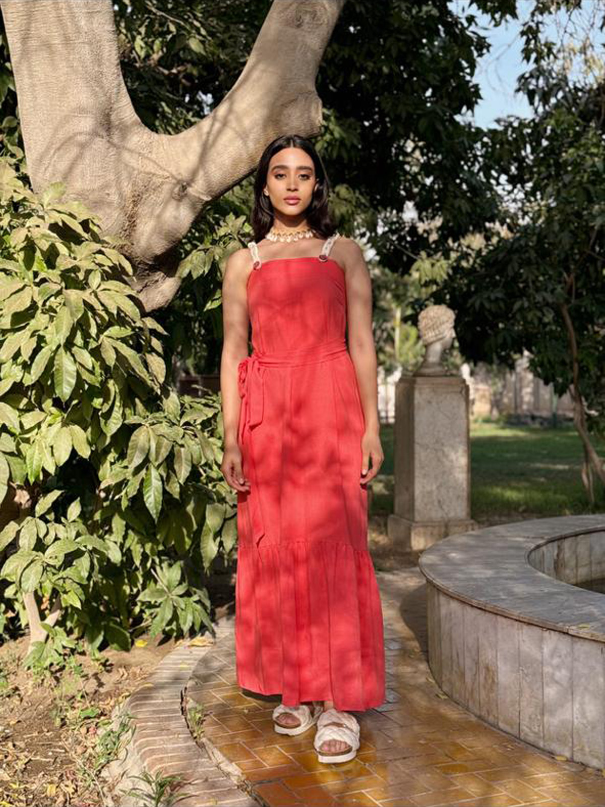 Linen Orange Long Dress - Image 3