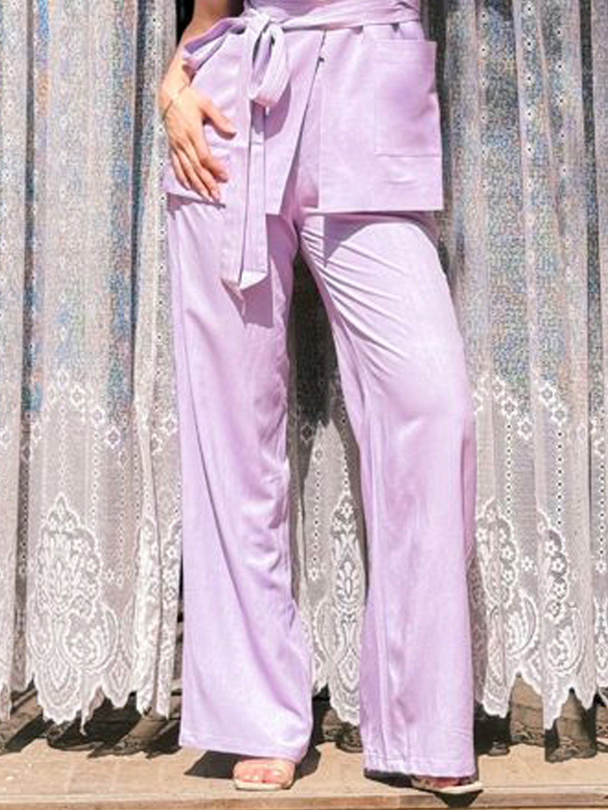 Lilac purple linen pants