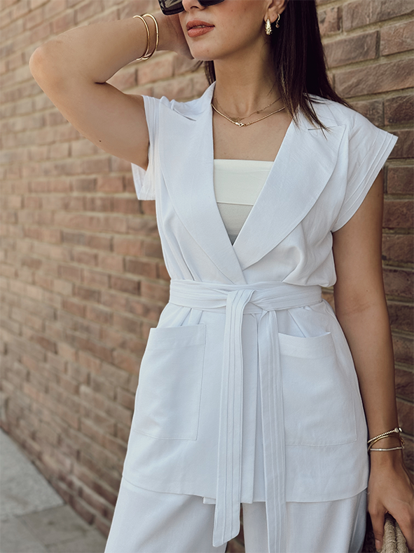 White linen Blazer - Image 3