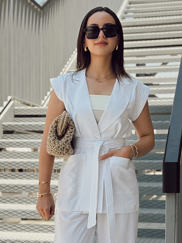 White linen Blazer - Image 2