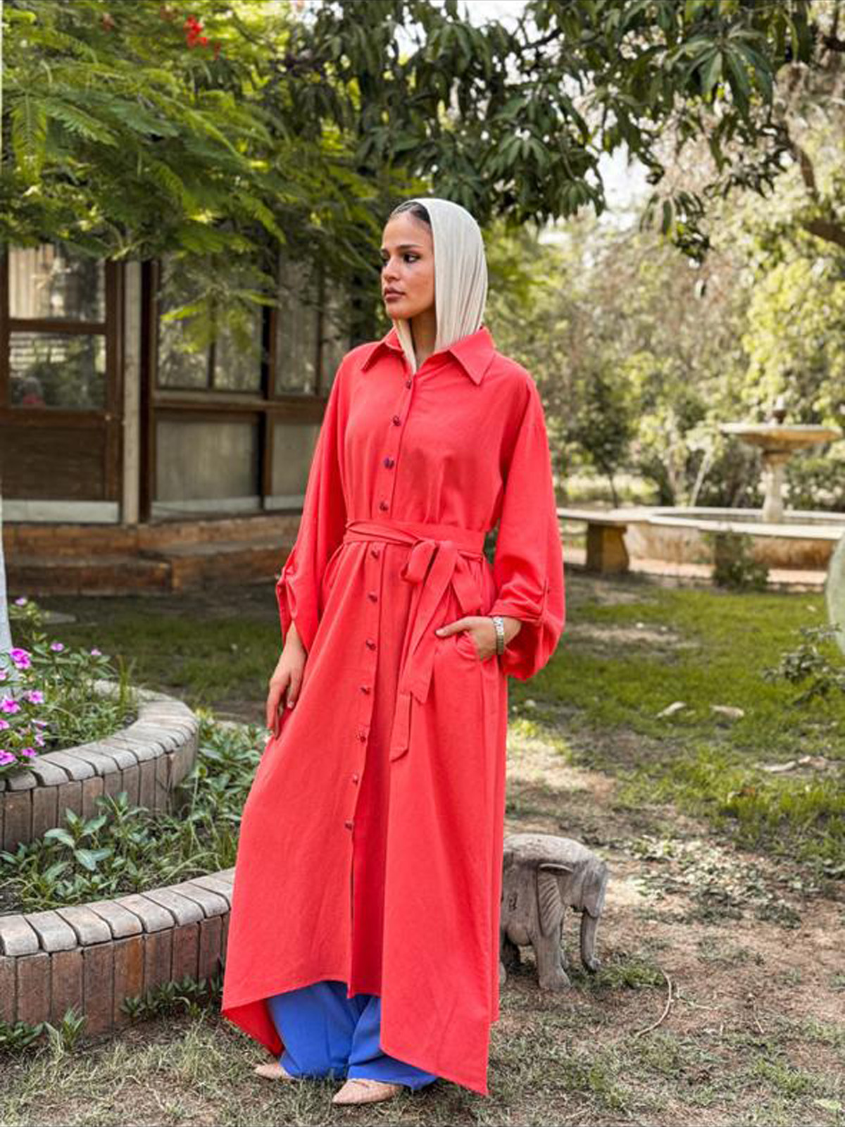 Linen Orange Dress Or kimono - Image 2