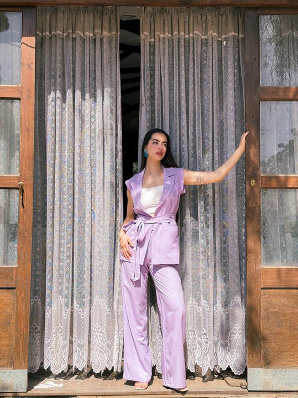 Lilac purple linen pants - Image 2