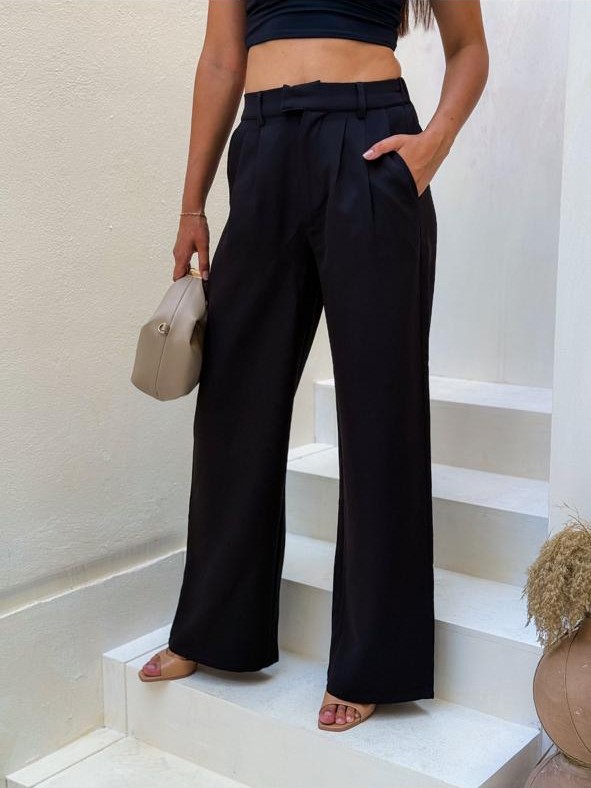 Black Basic Trousers - Image 2