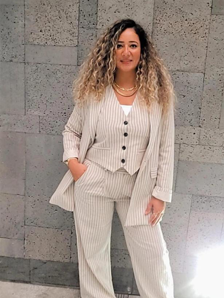 Beige lined linen Set