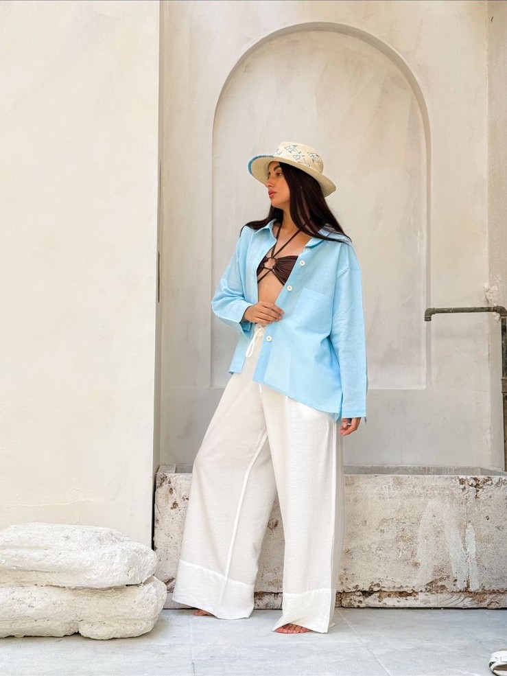 Light blue Linen Shirt - Image 2