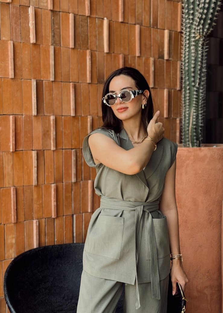 Olive green linen set - Image 2