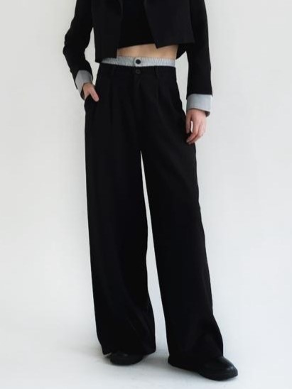 Black Trousers with Contrast waist