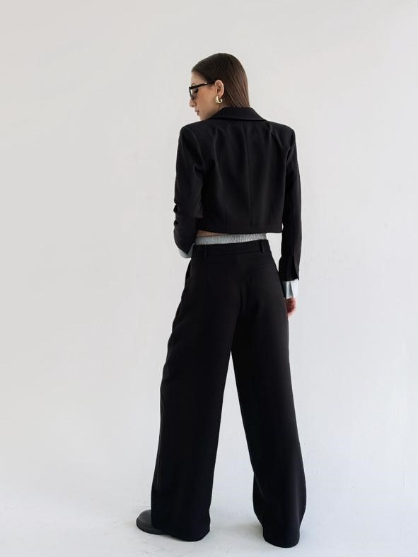 Black Trousers with Contrast waist - Image 3