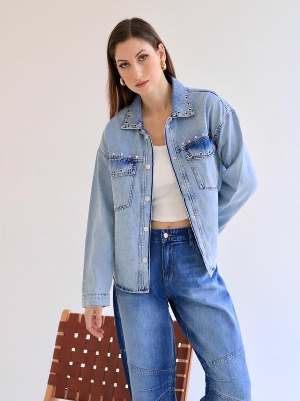 Studded Denim Shirt Jacket