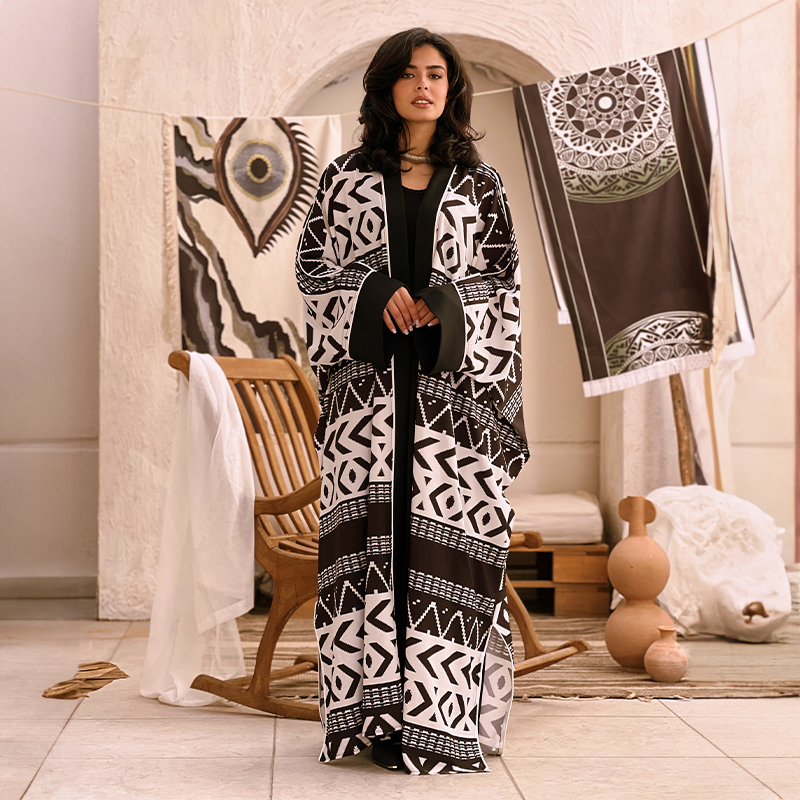 3ARIQA "Black and white Pattern" Kaftan