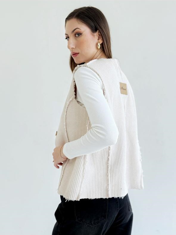 Velvet Vest | Beige - Image 3