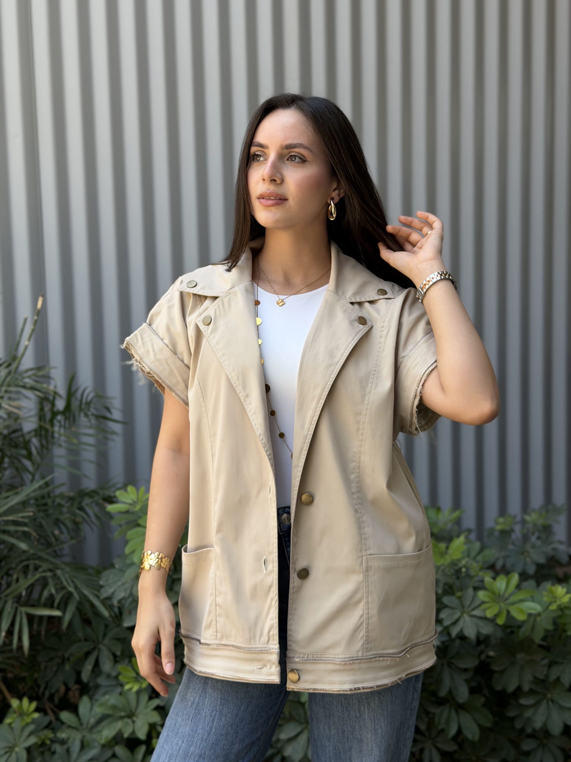 Sand-Gold Gabardine Vest - Image 2