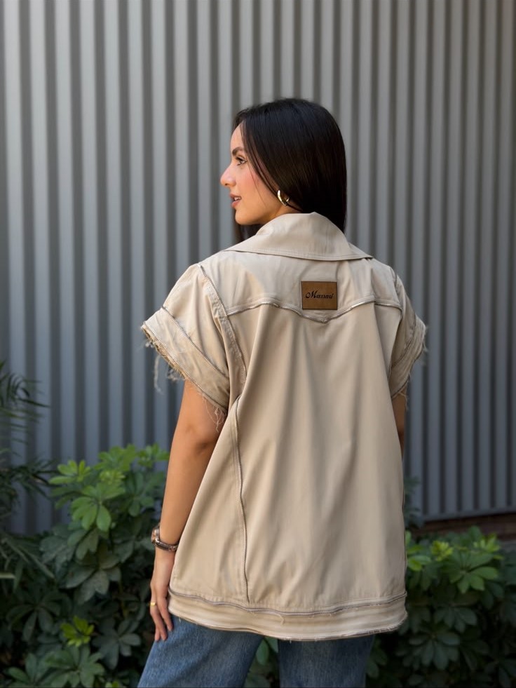 Sand-Gold Gabardine Vest - Image 6