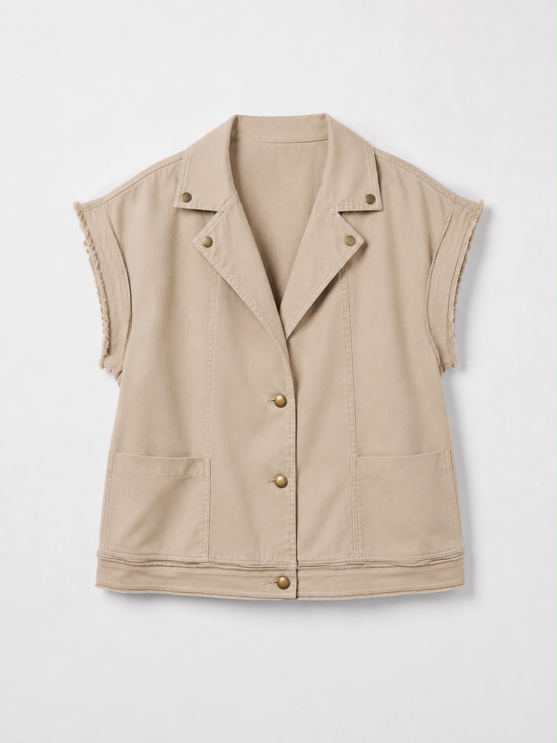Sand-Gold Gabardine Vest