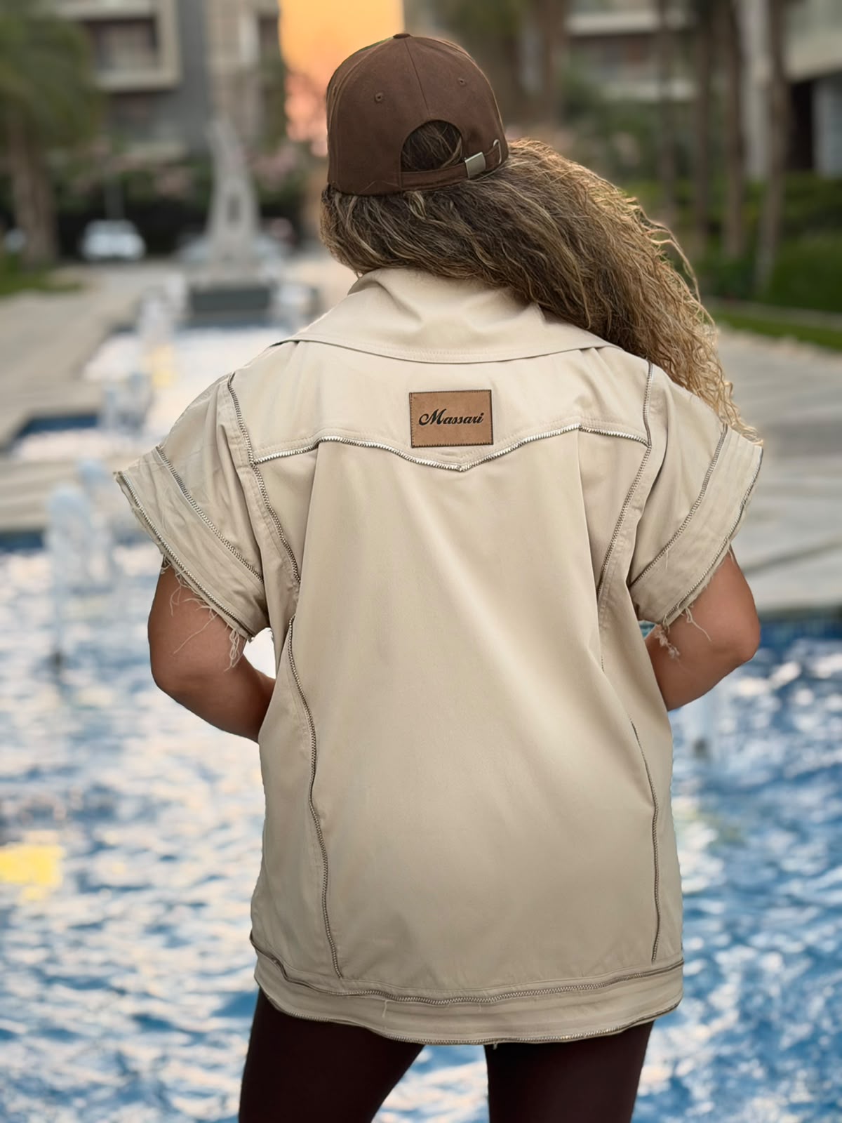 Sand-Gold Gabardine Vest — back