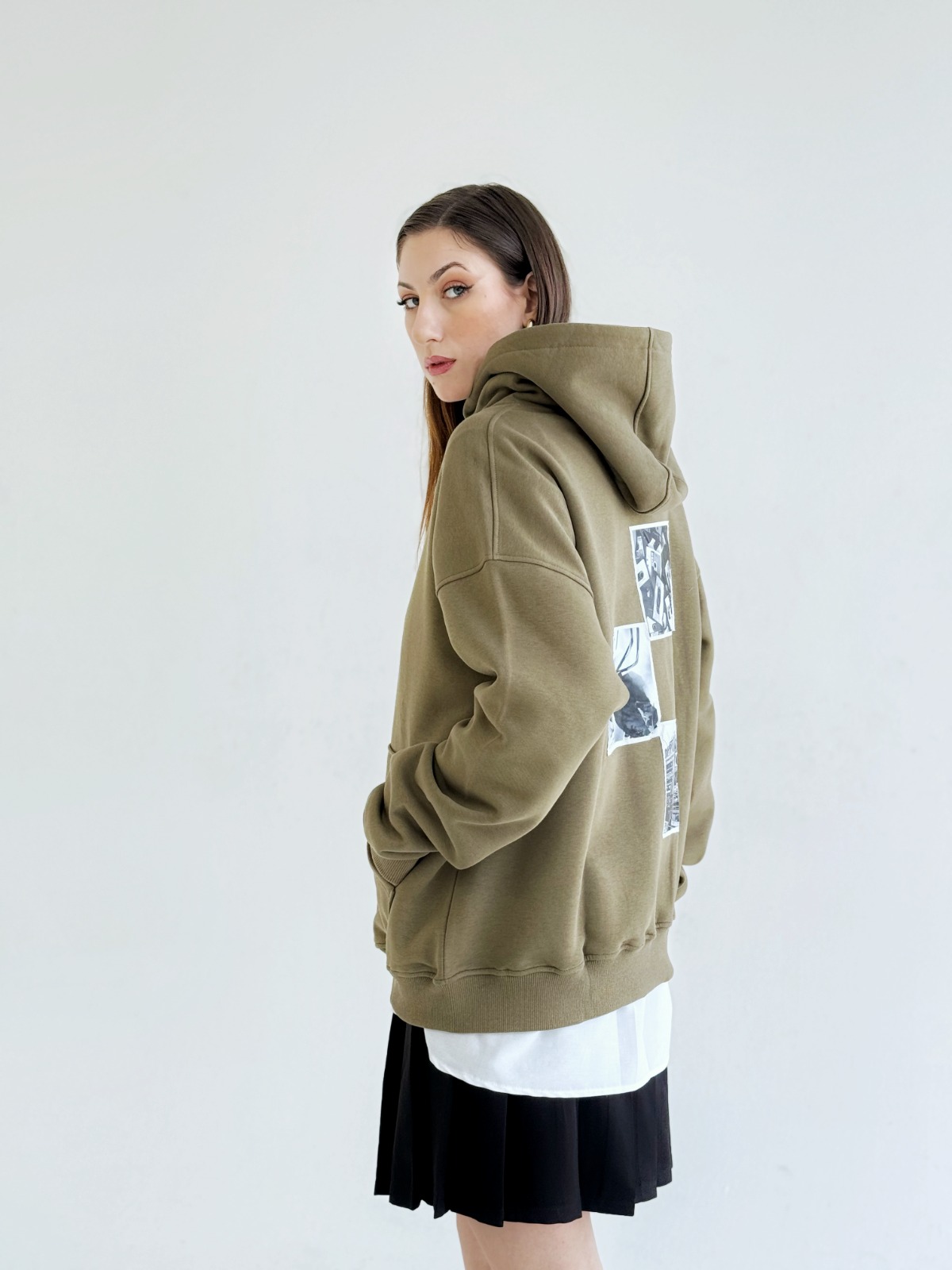 Microfilm Olive-Green hoodie by Massari — photo 3