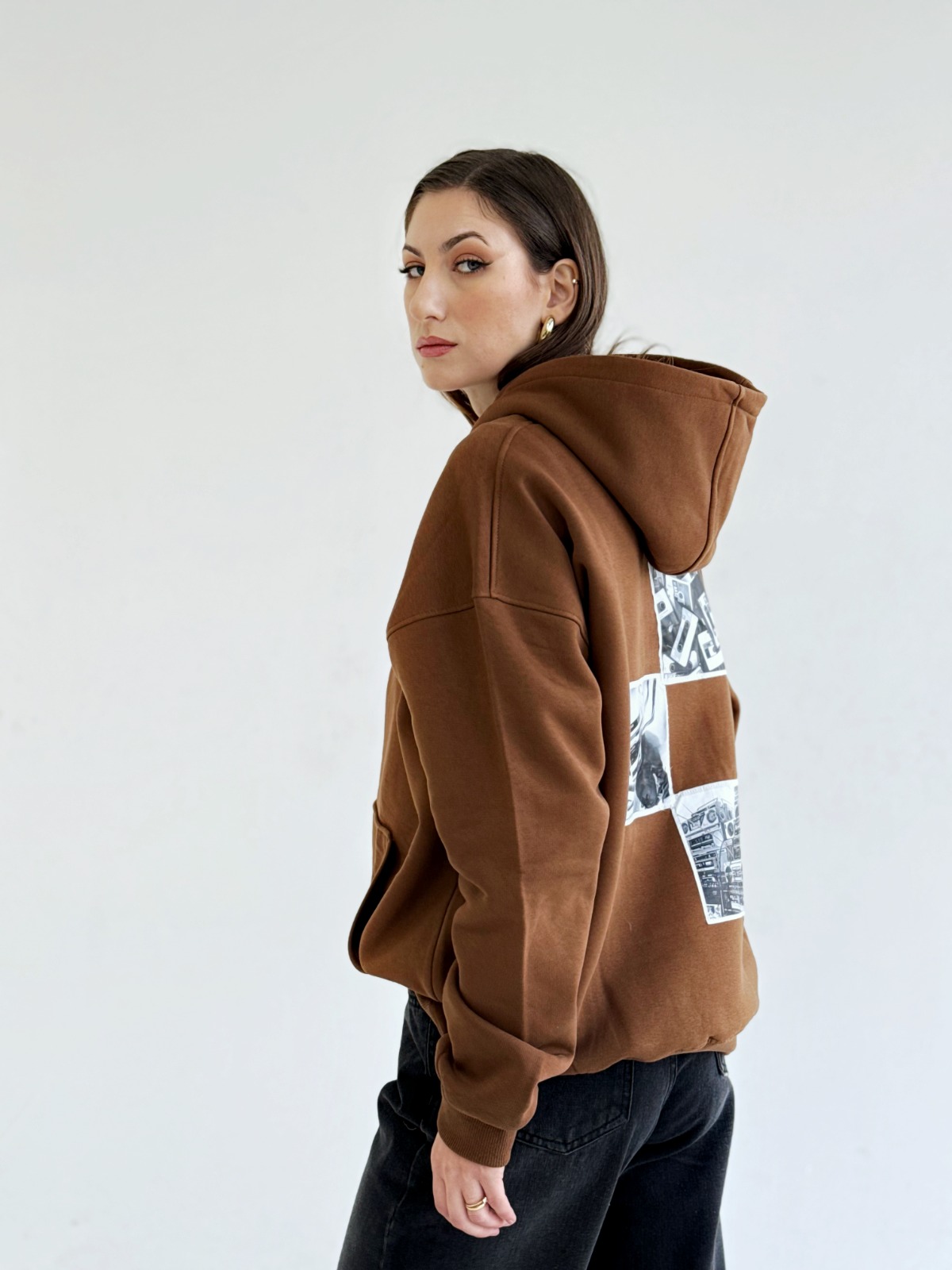 Microfilm Brown hoodie by Massari — photo 2